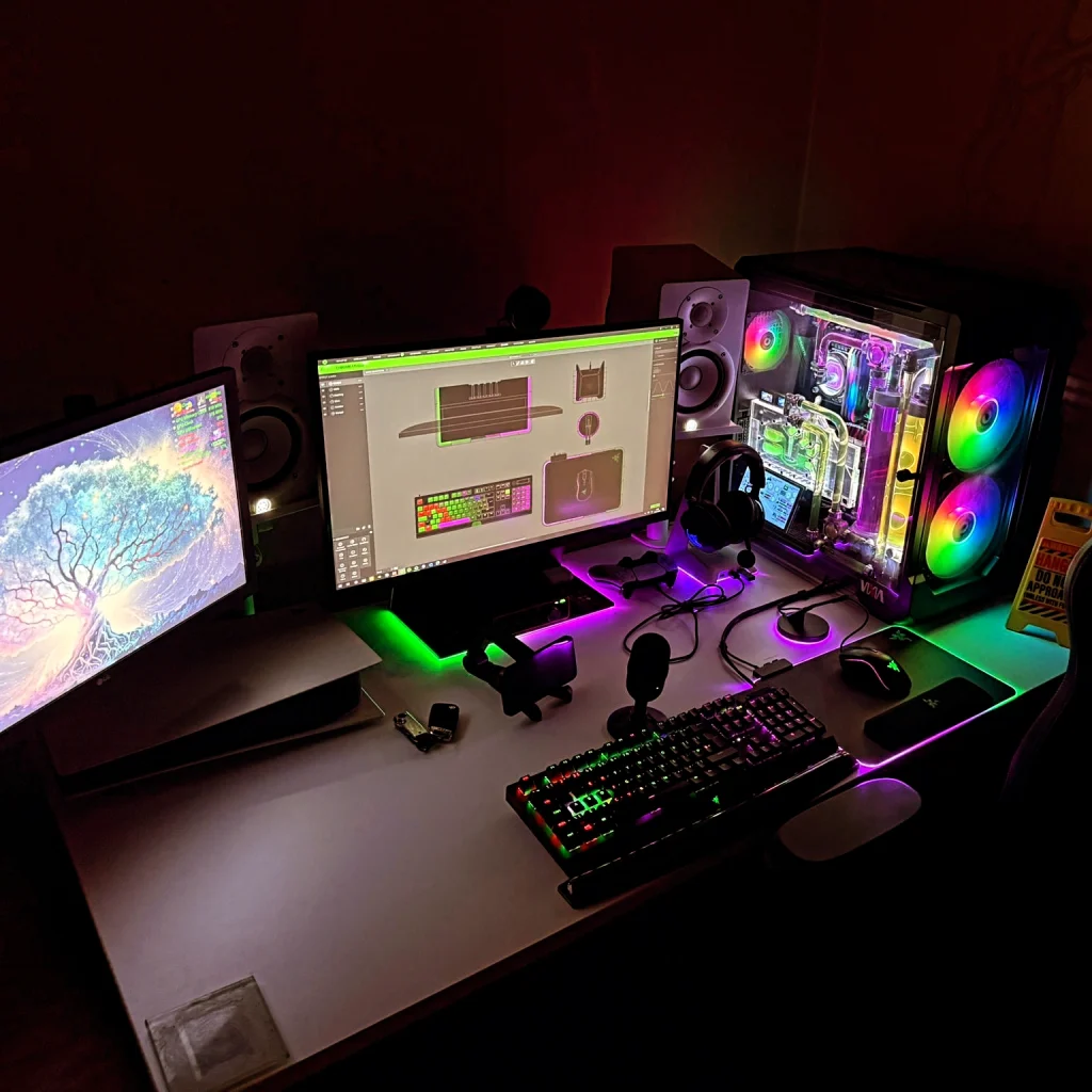 VIXIA custom gaming PC installed and ready to use at a customer desk