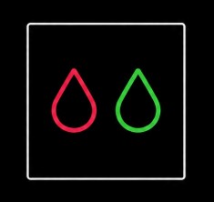 Dual-colour coolant design icon with red and green coolant loops