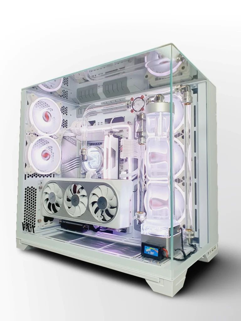 VIXIA VXS-30 white custom watercooled gaming PC with hardline liquid cooling