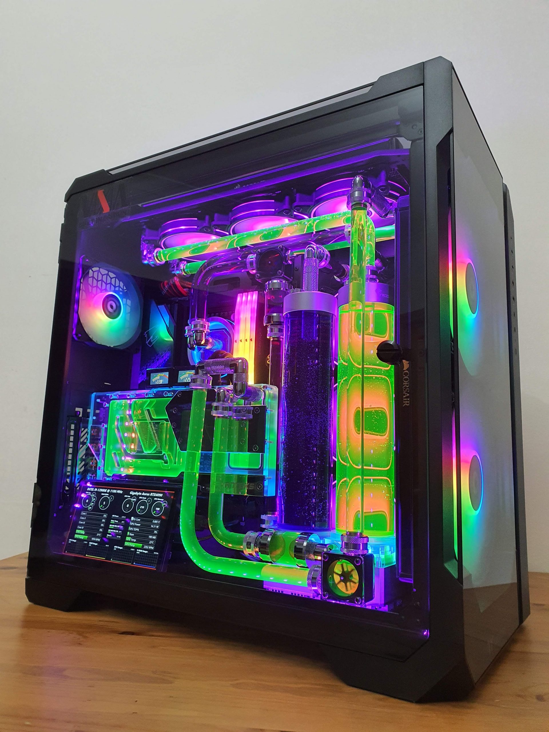 VIXIA VXF custom watercooled gaming PC with dual CPU and GPU cooling loops