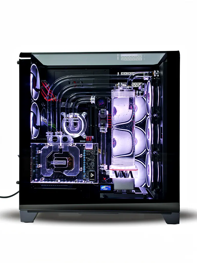 VIXIA VXD-100 black custom watercooled PC with clear coolant