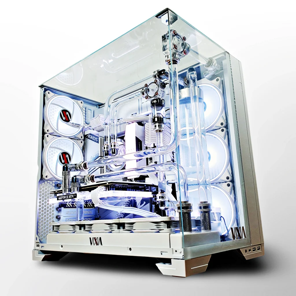 VIXIA VXD-30 white custom watercooled PC with clear coolant