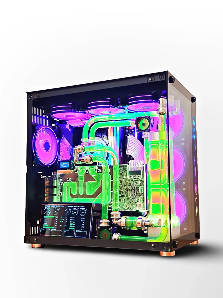 VIXIA VXD-60 black custom watercooled PC with green coolant