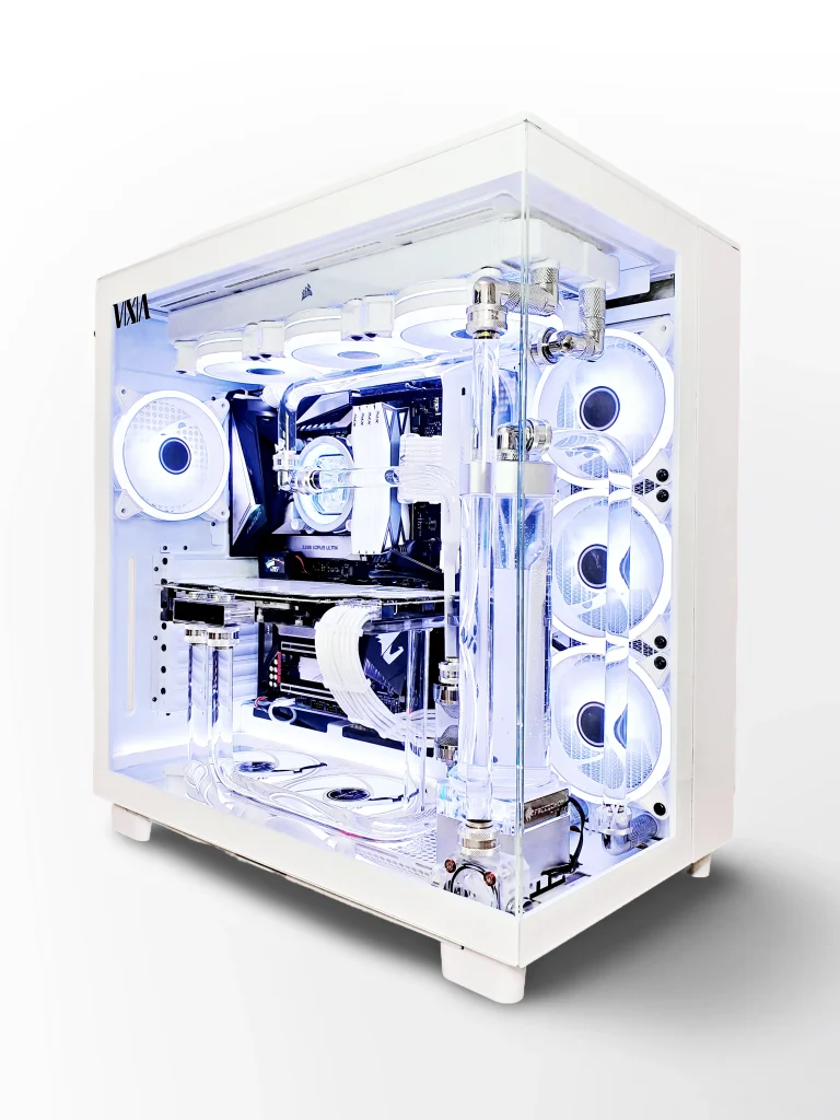VIXIA VXD-70 white custom watercooled PC with clear coolant
