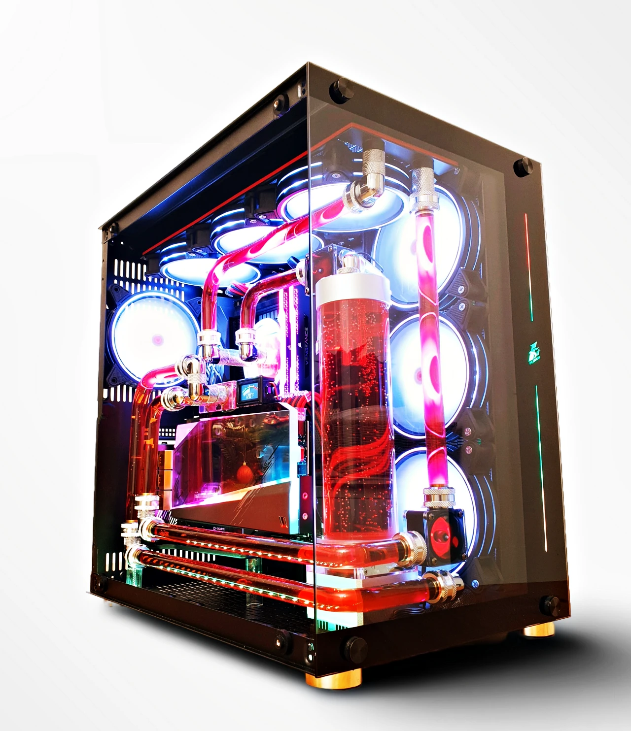 VIXIA VXD-90 black custom watercooled PC with red coolant