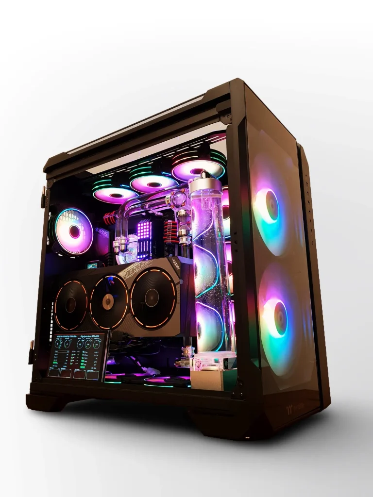 VIXIA VXS-100 black custom watercooled gaming PC in Thermaltake View 51 chassis with hardline liquid cooling