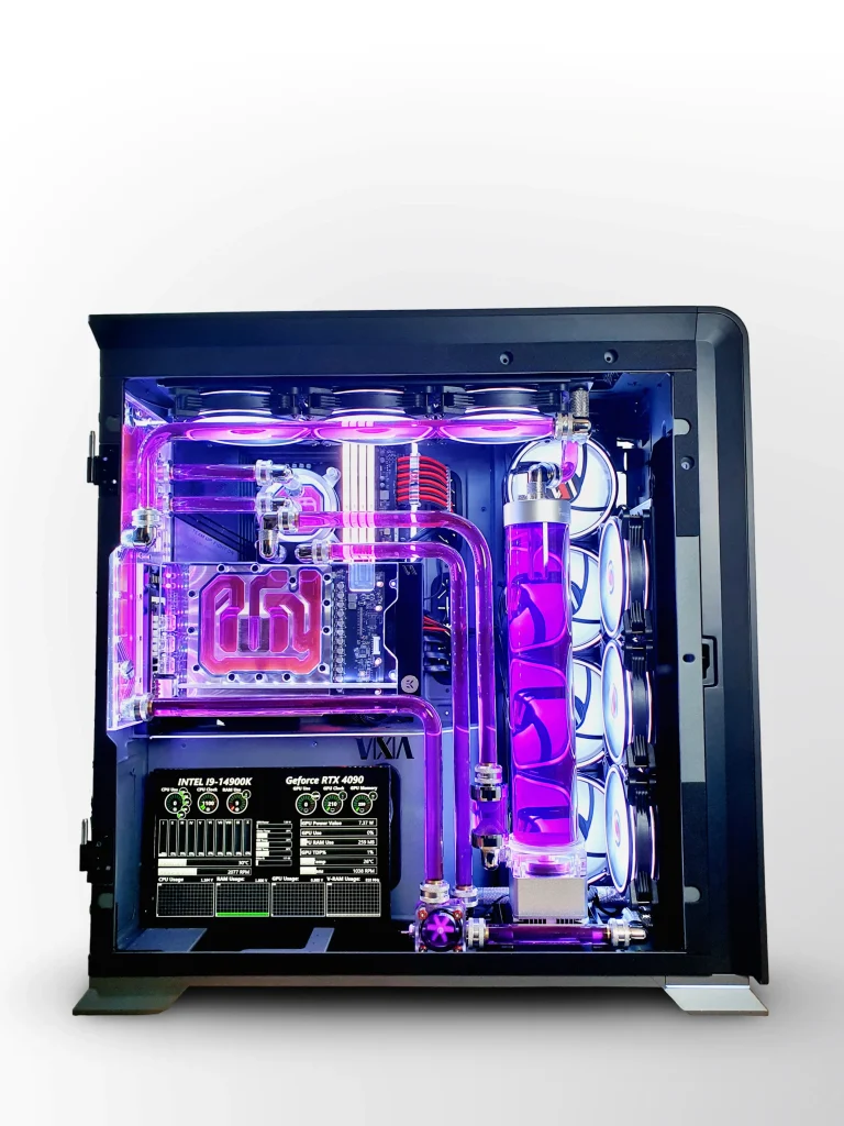VIXIA VXD-120 black custom watercooled PC with purple coolant