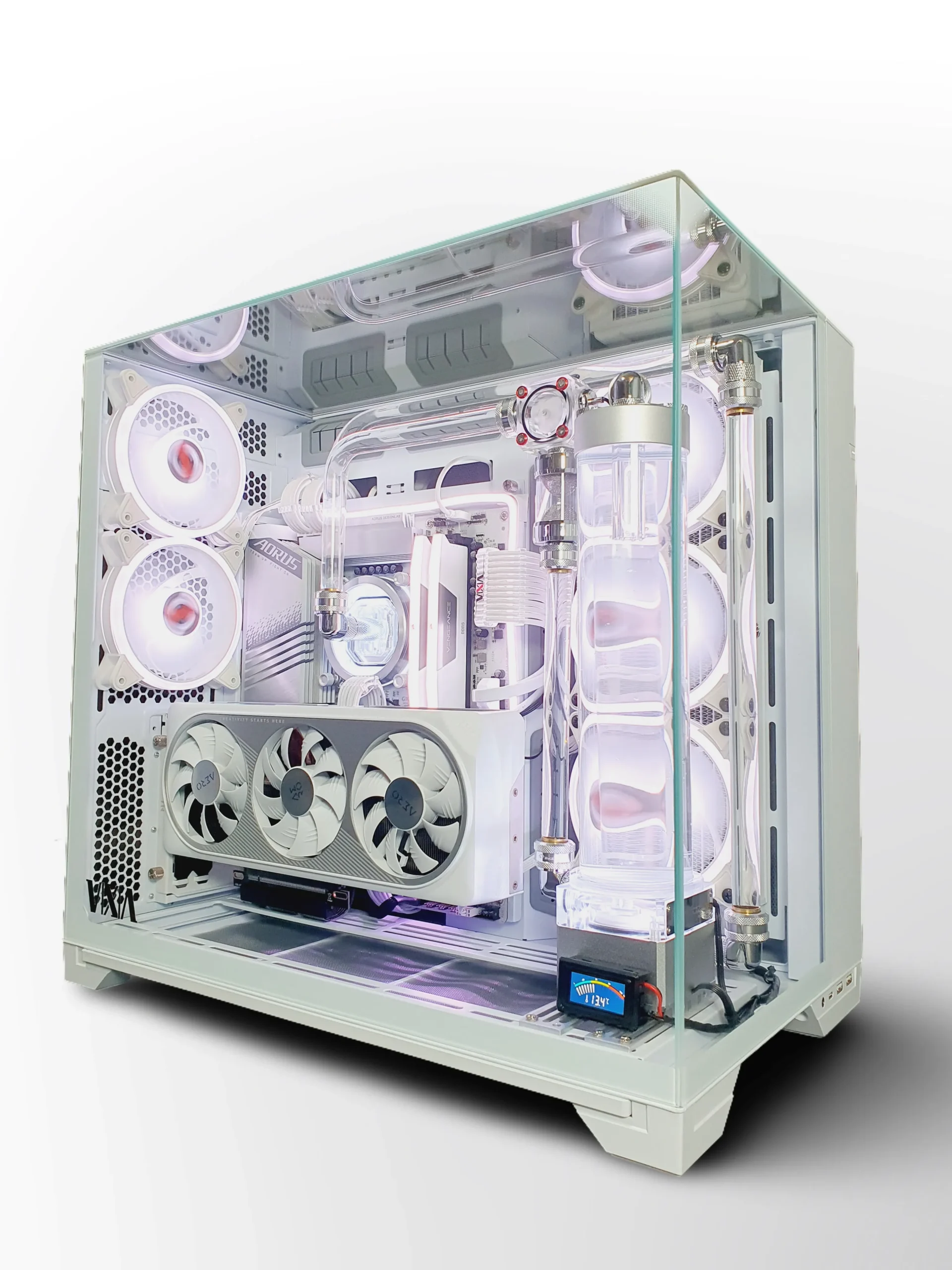VIXIA VXS-30 white custom watercooled gaming PC with hardline liquid cooling