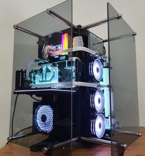 VIXIA VXD custom watercooled gaming PC with combined CPU and GPU liquid cooling